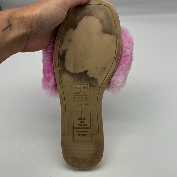 Dolce Vita - Gaia Bright Multi Colorful Tye Dye Faux Fur Slide On Sandal Size 7 - Picture 14 of 14